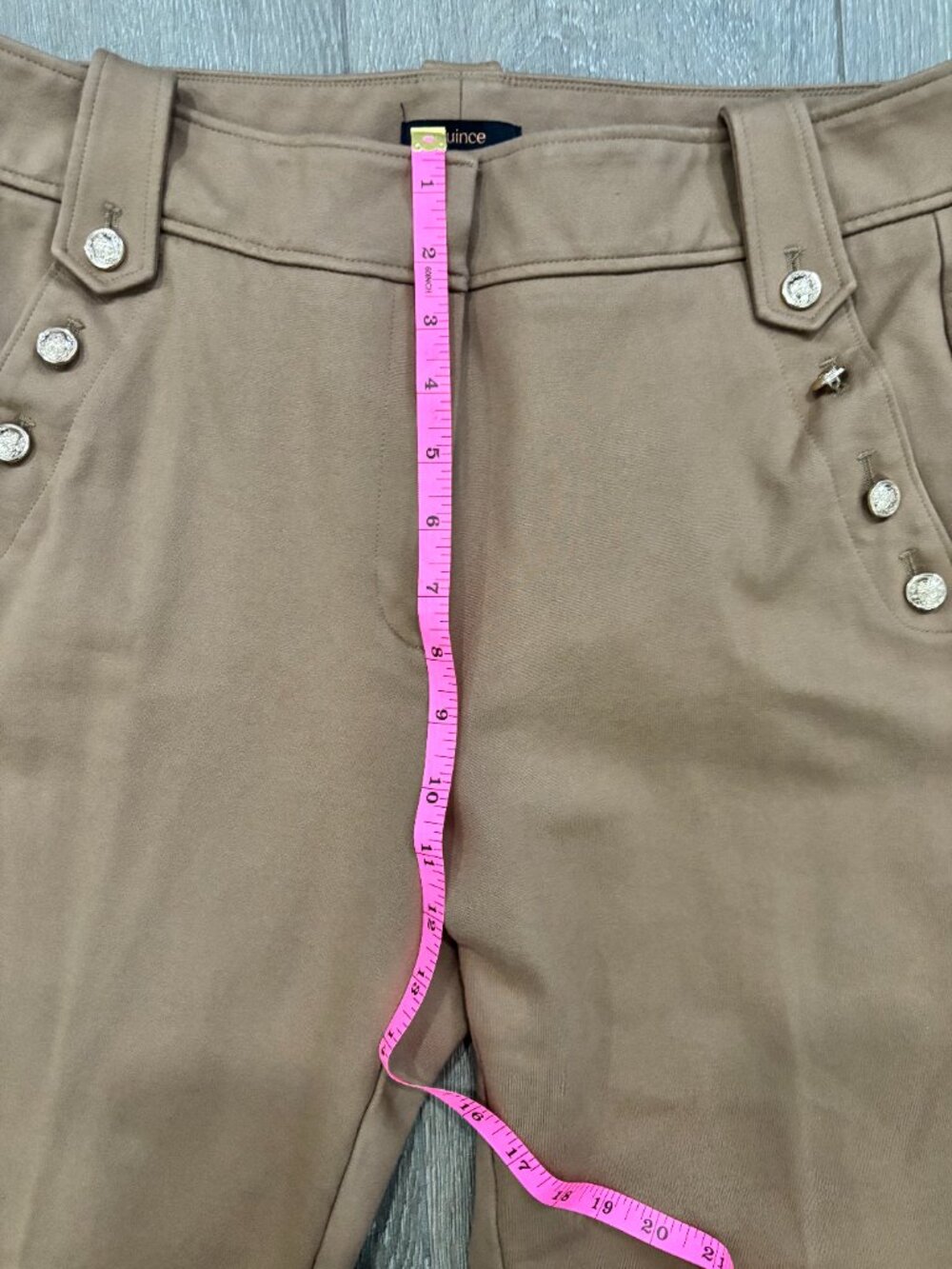 Quince Camel High Waist Gold Button Career Pants L - Picture 8 of 9